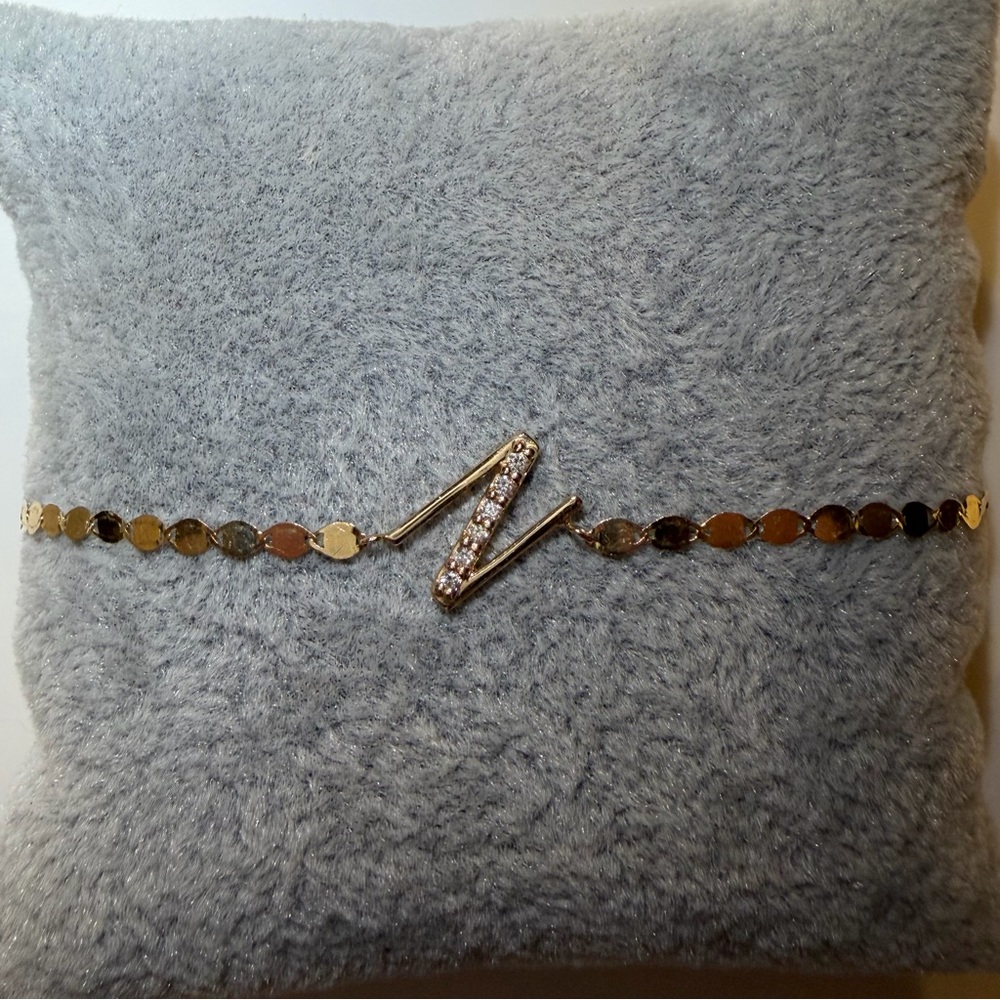 LANA Jewelry 14k Yellow Gold Diamond Inition Bracelet “N”